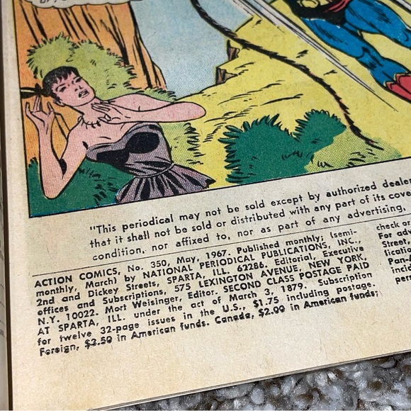 VINTAGE 1967 ACTION COMICS DC Comics Stone-Age Superman Silver Age Comic #350 - Picture 6 of 10